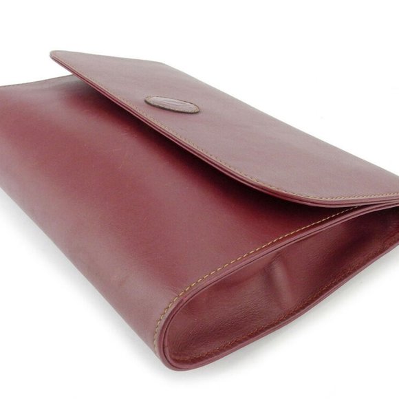 Cartier clutch bag mast line Bordeaux leather Auth used - Picture 10 of 16